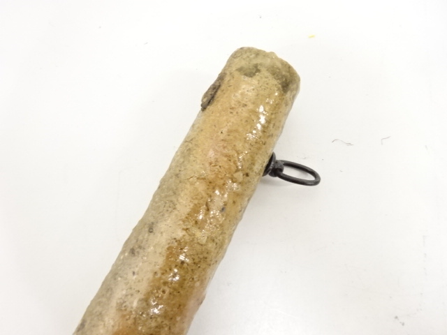  信楽焼　寺垣外窯　杉本貞光造　尺八　掛花入(大徳寺：立花大亀書付)